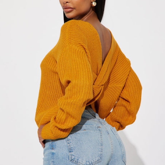 Fashion Nova Gold Knit Sweater Top - Picture 3 of 7